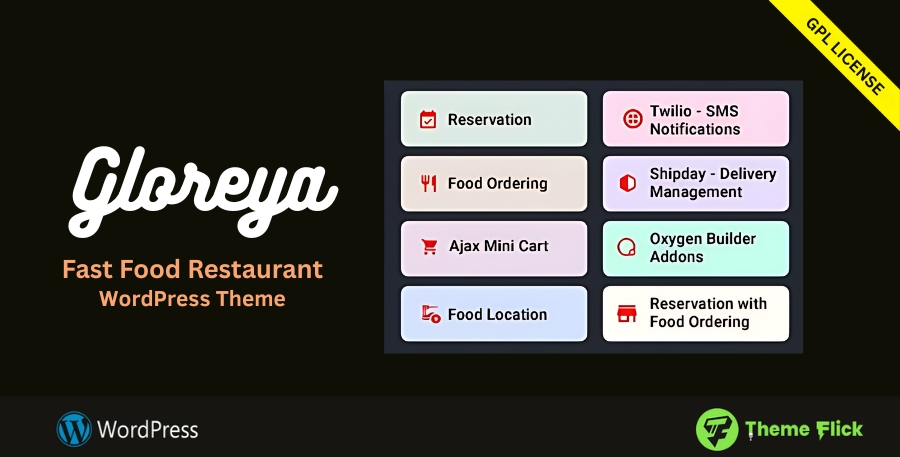 Gloreya — Fast Food & Restaurant WordPress Theme 2.0.6
