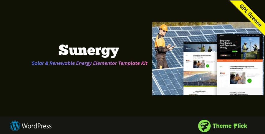 Solar & Renewable Energy Elementor Template Kit for Clean Energy Businesses