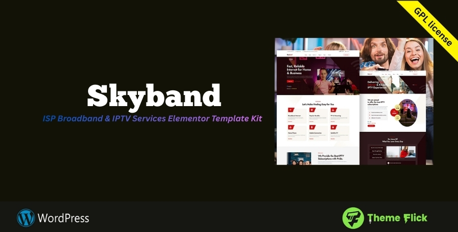 ISP, Broadband & IPTV Services Elementor Template Kit for Internet Providers