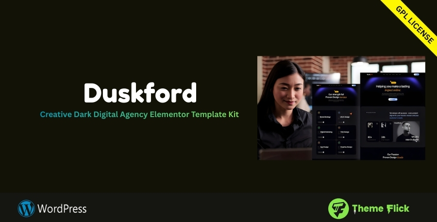 Duskford – Creative Dark Digital Agency Elementor Template Kit