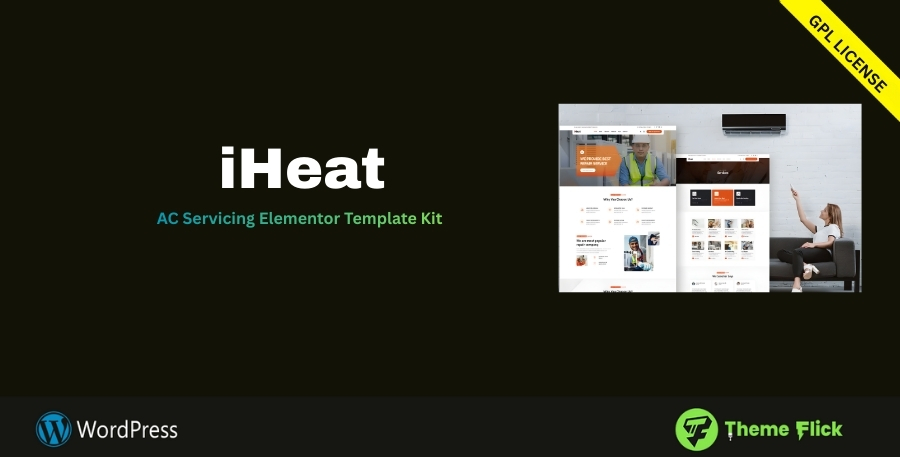 iHeat AC Servicing Elementor Template Kit for HVAC & Air Conditioning Services