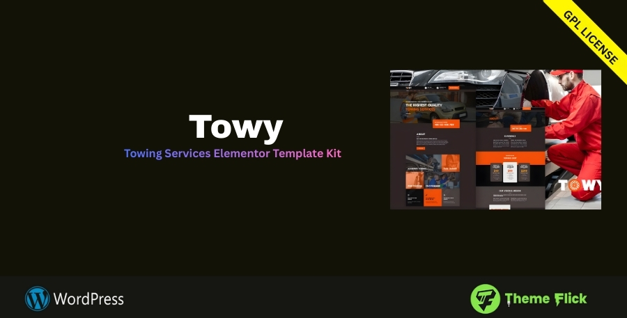 Towy Elementor Template Kit for Towing & Roadside Assistance Services