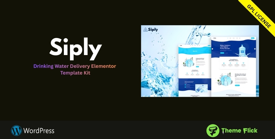 Siply – Drinking Water Delivery Elementor Template Kit for Water Supply Businesses