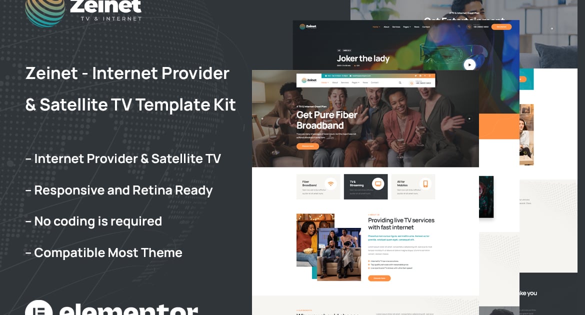 Zeinet - Internet Provider & Satellite TV Template Kit
