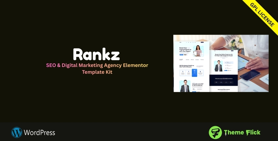 Rankz SEO & Digital Marketing Agency Elementor Template Kit – Professional Marketing Website Design for WordPress